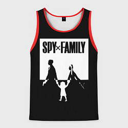 Майка-безрукавка мужская Spy x Family: Семья шпиона черно-белая, цвет: 3D-красный