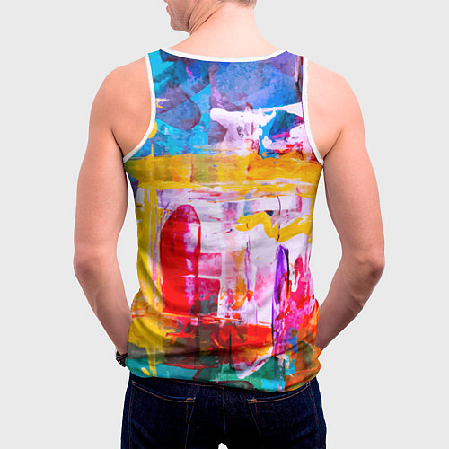 Мужская майка без рукавов Импрессионизм Лето Абстракция Impressionism Summer / 3D-Белый – фото 4