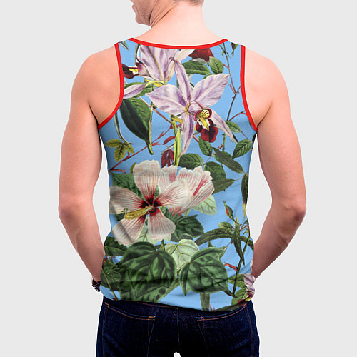 Мужская майка без рукавов Цветы Сине-Цветочный Букет / 3D-Красный – фото 4