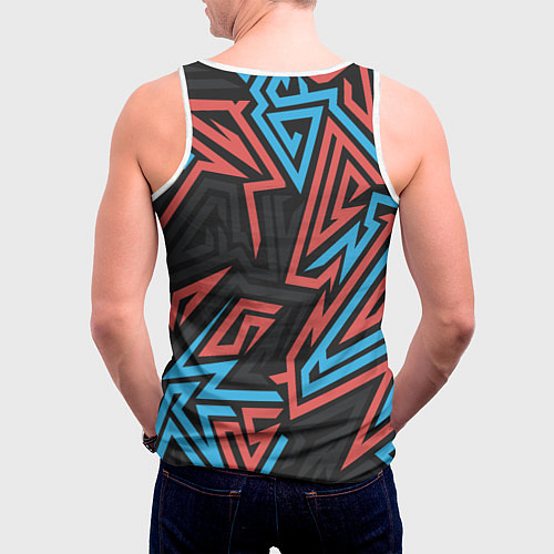 Мужская майка без рукавов Геометрический красный-синий паттерн / 3D-Белый – фото 4