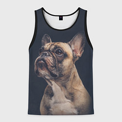Майка-безрукавка мужская Голова французского бульдога, цвет: 3D-черный