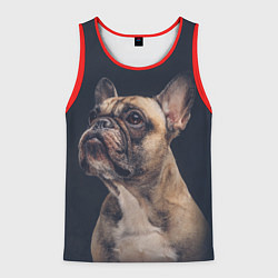 Майка-безрукавка мужская Голова французского бульдога, цвет: 3D-красный