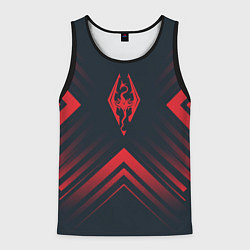 Майка-безрукавка мужская Красный Символ Skyrim на темном фоне со стрелками, цвет: 3D-черный
