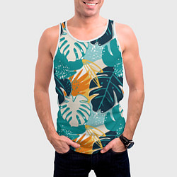 Майка-безрукавка мужская Летние зелёные тропики Пальма Tropical, цвет: 3D-белый — фото 2