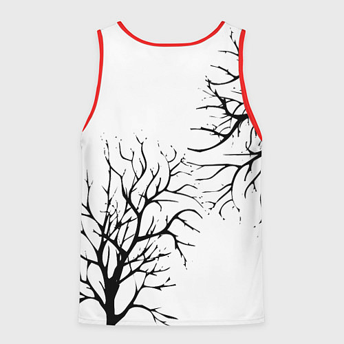 Мужская майка без рукавов Черные ветки деревьев на белом фоне / 3D-Красный – фото 2