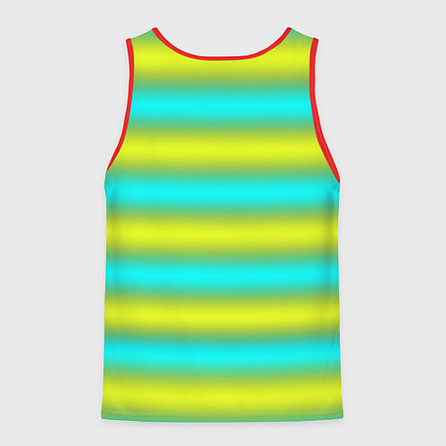 Мужская майка без рукавов Бирюзово-желтые неоновые полосы / 3D-Красный – фото 2