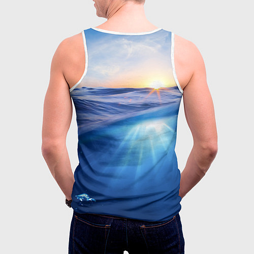 Мужская майка без рукавов Грань между небом и водой / 3D-Белый – фото 4