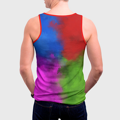 Мужская майка без рукавов Хаос абстракция / 3D-Красный – фото 4