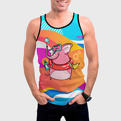 Майка-безрукавка мужская Слоненок идет купаться, цвет: 3D-черный — фото 2