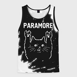Майка-безрукавка мужская Группа Paramore и Рок Кот, цвет: 3D-черный