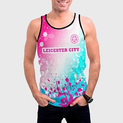 Майка-безрукавка мужская Leicester City Neon Gradient, цвет: 3D-черный — фото 2