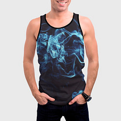 Майка-безрукавка мужская Неоновые пары дыма - Синий, цвет: 3D-черный — фото 2