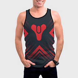 Майка-безрукавка мужская Красный Символ Destiny на темном фоне со стрелками, цвет: 3D-черный — фото 2