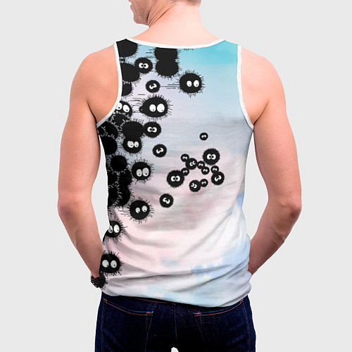Мужская майка без рукавов Тоторо бегущий от чернушек / 3D-Белый – фото 4