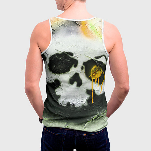 Мужская майка без рукавов Череп на поверхности в красках - Жёлтый / 3D-Белый – фото 4