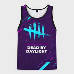 Мужская майка без рукавов Символ Dead by Daylight в неоновых цветах на темно