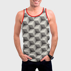 Майка-безрукавка мужская 3D Куб Оптическая иллюзия 3D Cube, цвет: 3D-красный — фото 2