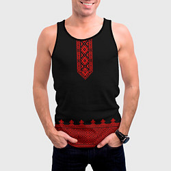 Майка-безрукавка мужская Черная славянская рубаха, цвет: 3D-черный — фото 2