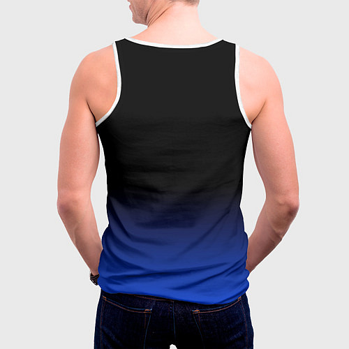 Мужская майка без рукавов Черный с синим градиент / 3D-Белый – фото 4