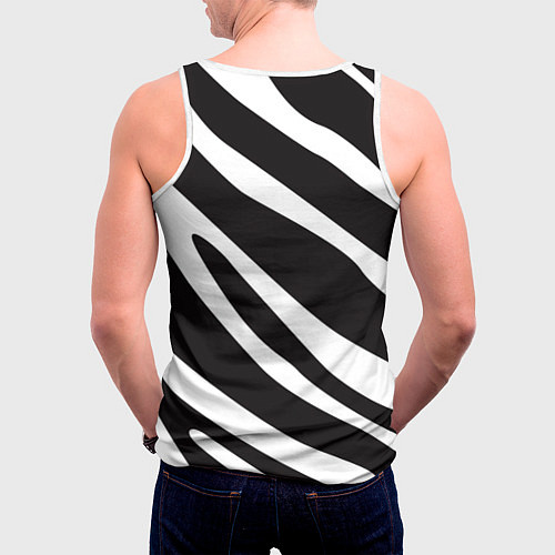 Мужская майка без рукавов Анималистичный рисунок зебра / 3D-Белый – фото 4