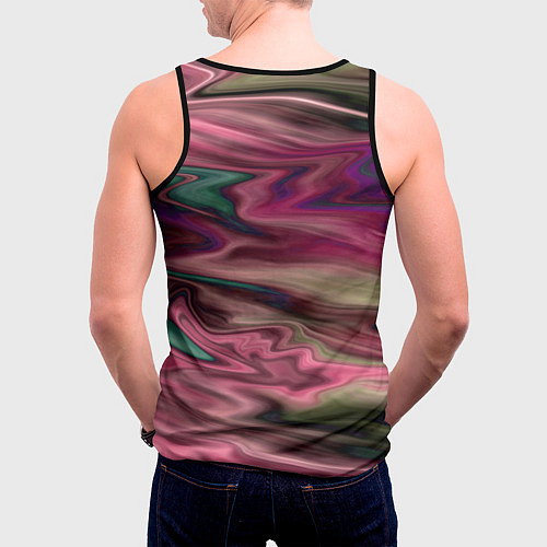 Мужская майка без рукавов Абстрактный размытый узор в розово-зеленых цветах / 3D-Черный – фото 4