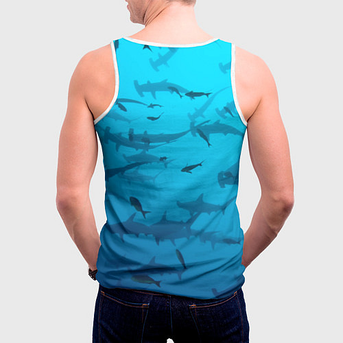 Мужская майка без рукавов Акулы - океан / 3D-Белый – фото 4