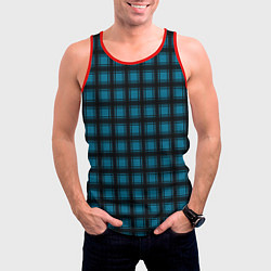 Майка-безрукавка мужская Black and blue plaid, цвет: 3D-красный — фото 2