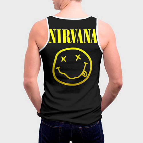 Мужская майка без рукавов Nirvana - Kurt Donald Cobain / 3D-Белый – фото 4
