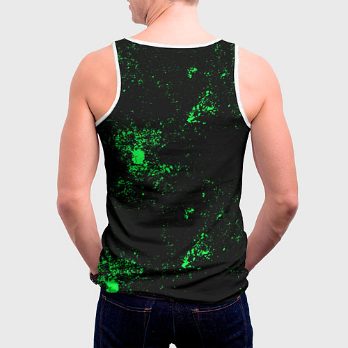 Мужская майка без рукавов SKODA - ЗЕЛЕНЫЕ БРЫЗГИ / 3D-Белый – фото 4