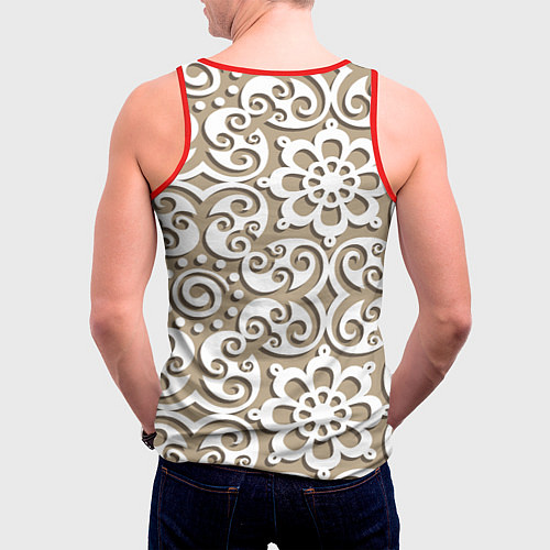 Мужская майка без рукавов Цветочный кружевной орнамент / 3D-Красный – фото 4