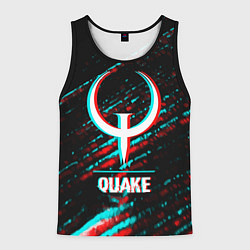 Майка-безрукавка мужская Quake в стиле glitch и баги графики на темном фоне, цвет: 3D-черный