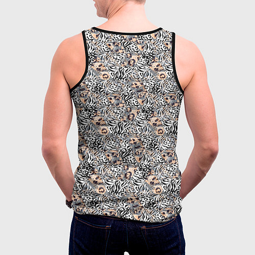 Мужская майка без рукавов Тигрово-леопардовый геометрический / 3D-Черный – фото 4