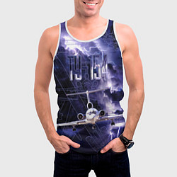 Майка-безрукавка мужская Ту-154 Ночные полет, цвет: 3D-белый — фото 2