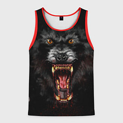 Майка-безрукавка мужская Злой волк с открытой пастью, цвет: 3D-красный
