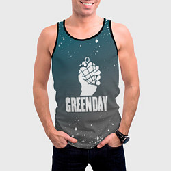 Майка-безрукавка мужская Green day - брызги, цвет: 3D-черный — фото 2