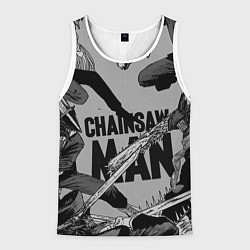 Майка-безрукавка мужская Chainsaw man comix, цвет: 3D-белый