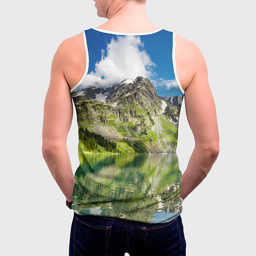 Мужская майка без рукавов Живописное горное озеро / 3D-Белый – фото 4