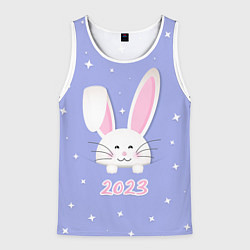 Майка-безрукавка мужская Кролик - символ 2023 года, цвет: 3D-белый