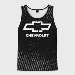Майка-безрукавка мужская Chevrolet с потертостями на темном фоне, цвет: 3D-черный