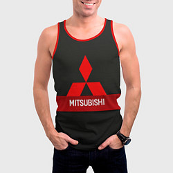 Майка-безрукавка мужская Mitsubishi - логотип - красная полоса, цвет: 3D-красный — фото 2