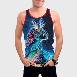 Майка-безрукавка мужская Неоновый сказочный леопард, цвет: 3D-красный — фото 2