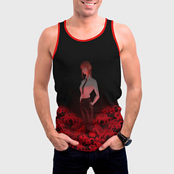 Майка-безрукавка мужская Человек-бензопила: Макима Демон контроля, цвет: 3D-красный — фото 2