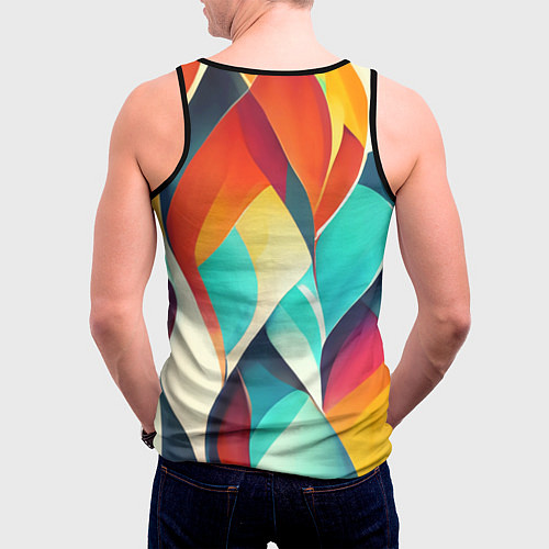 Мужская майка без рукавов Красивые многоцветные узоры / 3D-Черный – фото 4