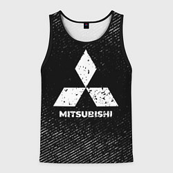 Майка-безрукавка мужская Mitsubishi с потертостями на темном фоне, цвет: 3D-черный