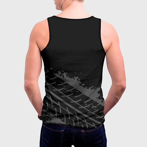 Мужская майка без рукавов Lamborghini speed на темном фоне со следами шин: с / 3D-Черный – фото 4