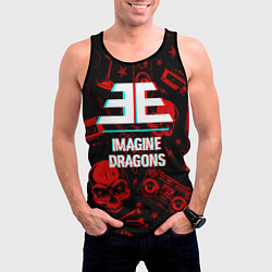 Майка-безрукавка мужская Imagine Dragons rock glitch, цвет: 3D-черный — фото 2