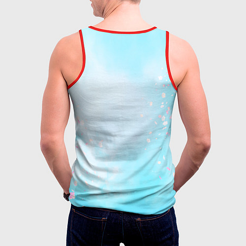 Мужская майка без рукавов Свинка под зонтиком в дождь / 3D-Красный – фото 4