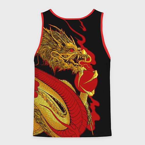 Мужская майка без рукавов Японский Золотой Дракон / 3D-Красный – фото 2
