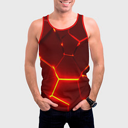 Майка-безрукавка мужская Красные неоновые геометрические плиты, цвет: 3D-красный — фото 2