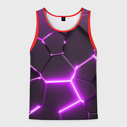 Майка-безрукавка мужская Фиолетовые неоновые геометрические плиты, цвет: 3D-красный